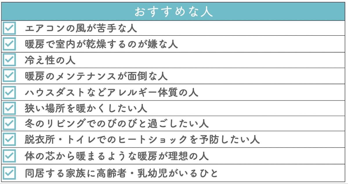 床暖房を取り入れるのがおすすめな人